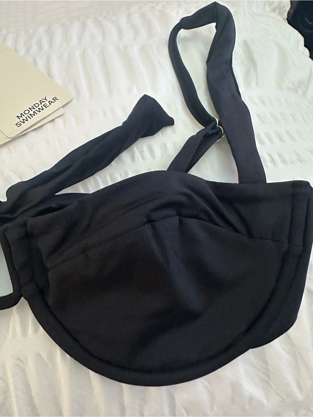 Monday Swimwear Cala Roja  Black Tie-Front Bikini Top Small NWT